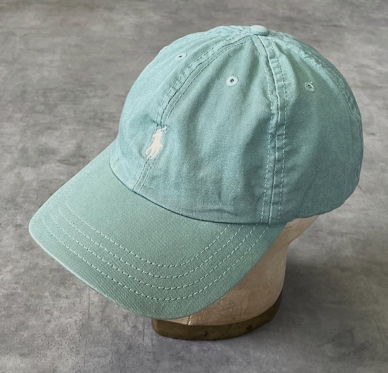 画像: 90'S RALPH LAUREN ロゴ刺繍 ベースボールキャップ ライトグリーン USA製 (VINTAGE)「Cap」入荷しました。