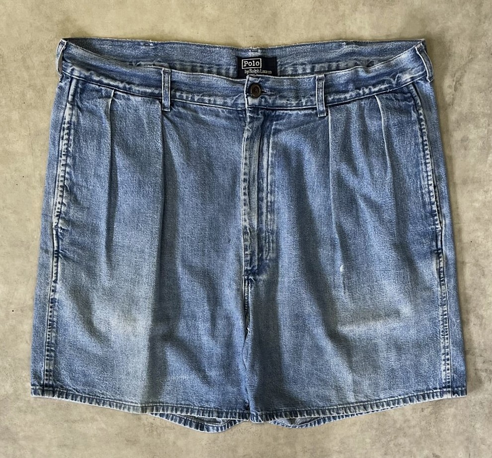 画像: 90'S RALPH LAUREN "ボックスロゴ" ツープリーツ デニムショーツ インディゴ USA製 (VINTAGE)「Shorts」入荷しました。
