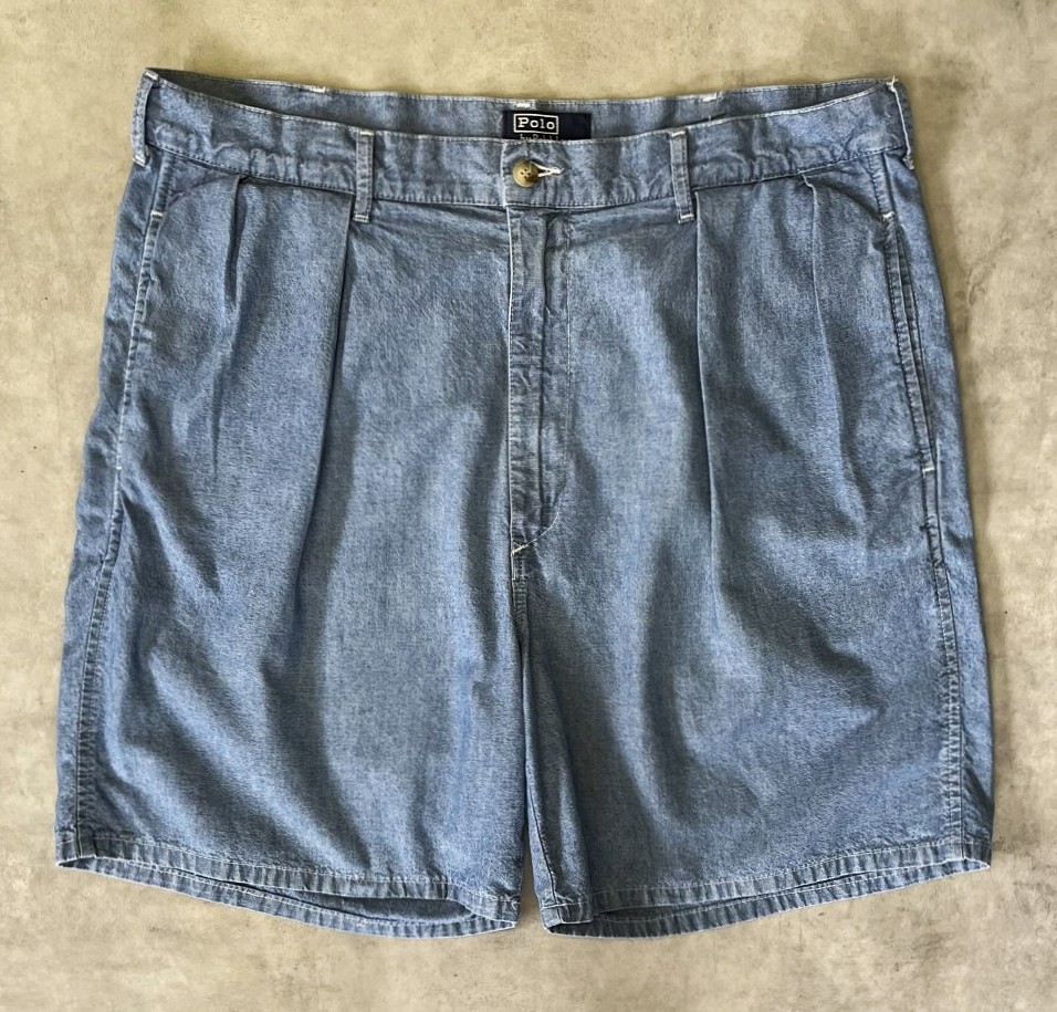 画像: 90'S RALPH LAUREN ツープリーツ シャンブレーショーツ ブルー USA製 (VINTAGE)「Shorts」入荷しました。