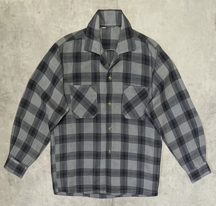 画像: 60'S UNKNOWN レーヨンギャバ 長袖 オープンカラーシャツ チェック柄 (VINTAGE)「L/S Shirt」入荷しました。