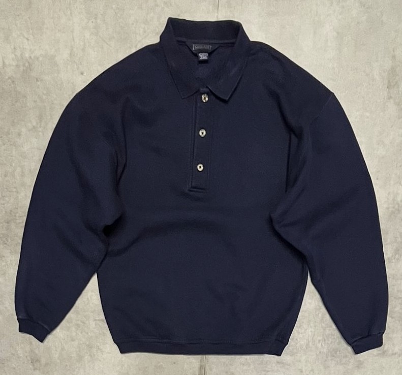 画像: 90'S LANDS' END 三角タグ 襟付き スウェットシャツ ネイビー USA製 (VINTAGE)「Sweat Shirt」入荷しました。