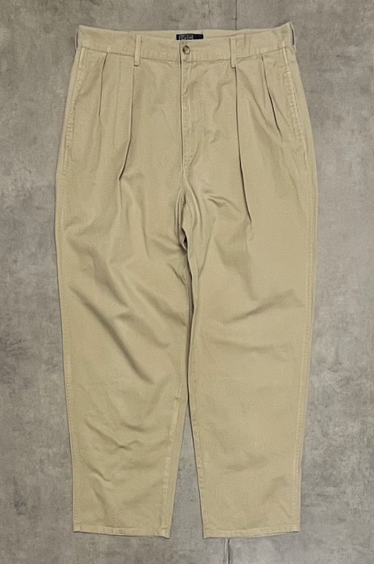 画像: 90'S RALPH LAUREN "ボックスロゴ" ツープリーツ チノパンツ ベージュ USA製 (VINTAGE)「Bottoms」入荷しました。