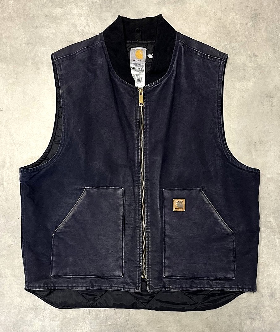 画像: CARHARTT 裏地キルティング ダックベスト ネイビー (VINTAGE)「No Sleeve」入荷しました。