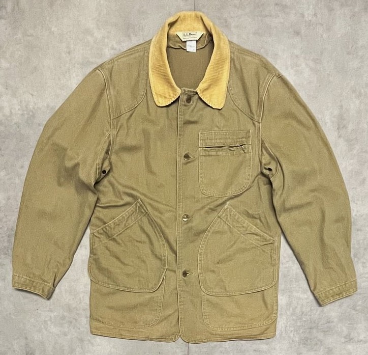 画像: 80'S LL Bean 三角タグ 襟コーデュロイ ヘリンボーンツイル カバーオール カーキ USA製 (VINTAGE)「Jacket」入荷しました。