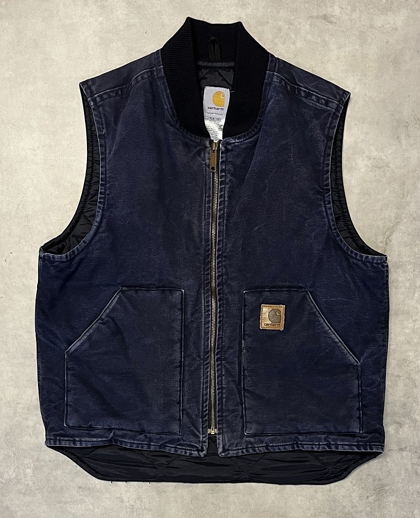 画像: CARHARTT 裏地キルティング ダックベスト ネイビー (VINTAGE)「No Sleeve」入荷しました。