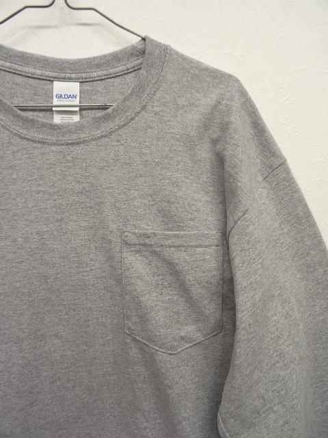 画像: GILDAN ポケット付き ロングスリーブ Tシャツ GREY (NEW)