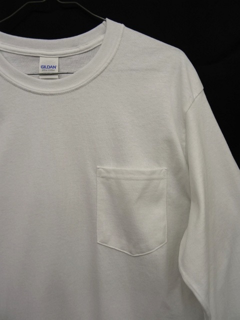 画像: GILDAN ポケット付き ロングスリーブ Tシャツ WHITE (NEW)