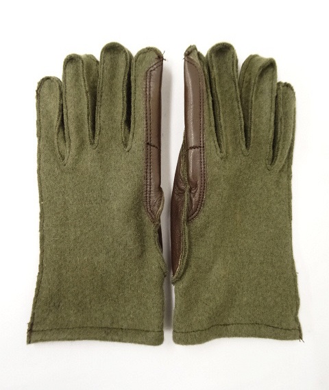 画像: 60'S フランス軍 レザー/ウール グローブ オリーブ/ブラウン (DEADSTOCK)