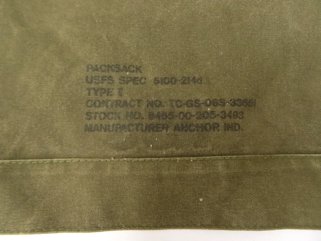 画像: USFS "US FOREST SERVIS" TYPE-1 FSSステンシル入り バックパック (VINTAGE)