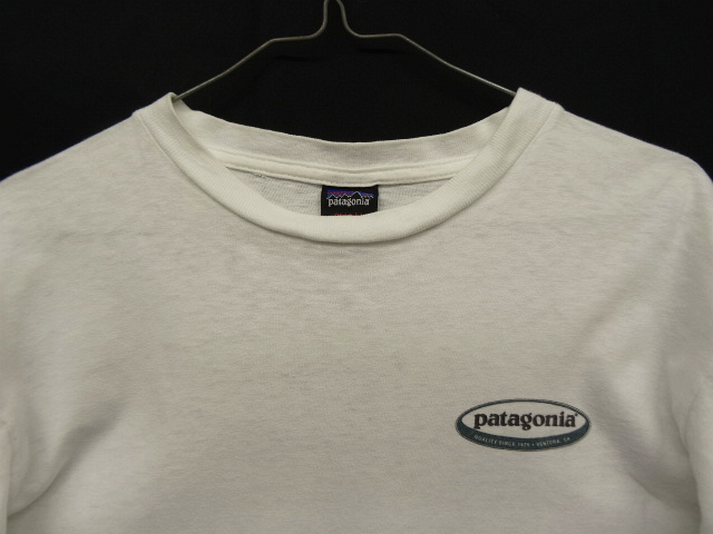 画像: 90'S PATAGONIA バックプリント ロゴ 黒タグ 長袖Tシャツ USA製 (USED)