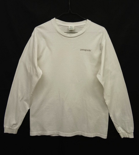 画像: 90'S PATAGONIA バックプリント ロゴ 長袖Tシャツ USA製 (USED)