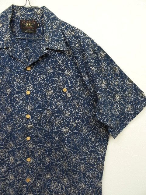 画像: 90'S RRL 旧タグ 半袖 オープンカラーシャツ インディゴベース (VINTAGE)