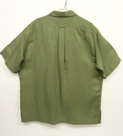 画像: 90'S RALPH LAUREN シルク/リネン オープンカラー 半袖シャツ OLIVE (VINTAGE)
