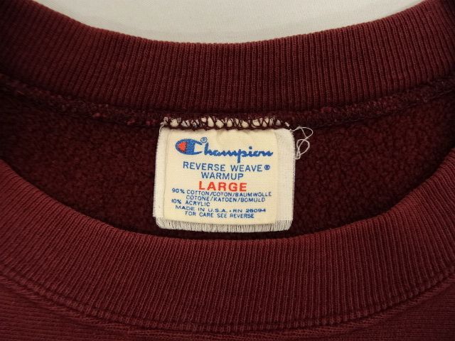 画像: 80'S CHAMPION "CHI OMEGA" トリコタグ リバースウィーブ BURGUNDY USA製 (VINTAGE)