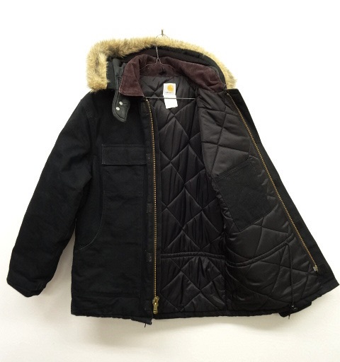 画像: 90'S CARHARTT 裏地キルティング フード付き ダックジャケット BLACK (VINTAGE)