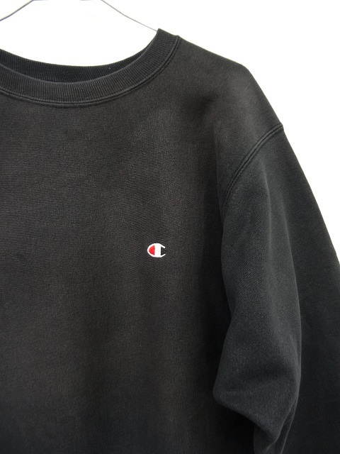 画像: 90'S CHAMPION 刺繍タグ リバースウィーブ 無地 ブラック USA製 (VINTAGE)