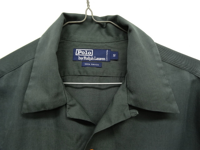 画像: 90'S RALPH LAUREN レーヨン オープンカラー 長袖シャツ DK GREEN (VINTAGE)