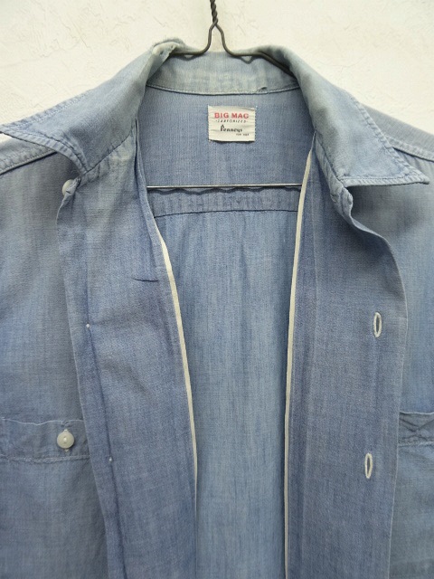 画像: 60'S PENNEY'S BIG MAC マチ付き シャンブレーシャツ ブルー (VINTAGE)