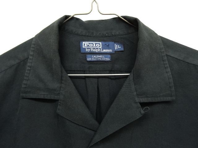 画像: 90'S RALPH LAUREN シルク/コットン オープンカラー 半袖シャツ BLACK (VINTAGE)