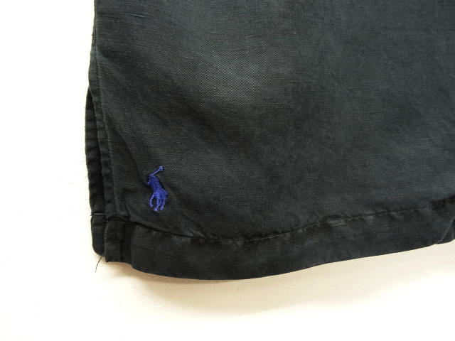 画像: 90'S RALPH LAUREN シルク/リネン 半袖 オープンカラーシャツ BLACK (VINTAGE)