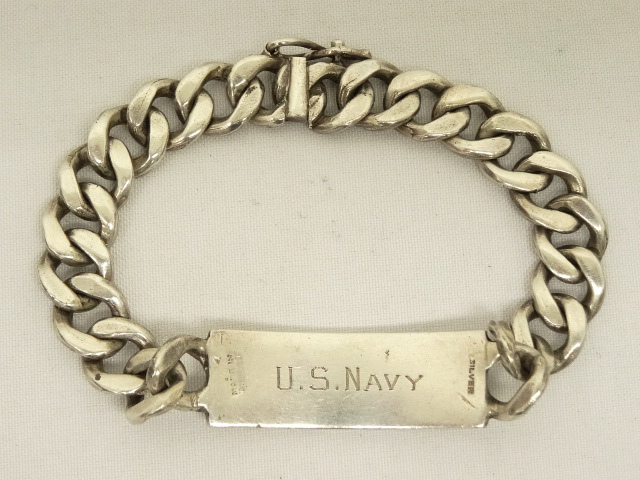 画像: アメリカ軍 US NAVY IDプレート チェーンブレスレット シルバー (VINTAGE)