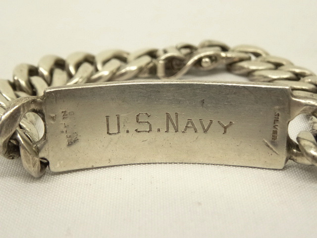 画像: アメリカ軍 US NAVY IDプレート チェーンブレスレット シルバー (VINTAGE)