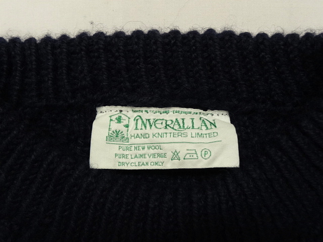 画像: INVERALLAN クルーネック アランセーター NAVY スコットランド製 (USED)