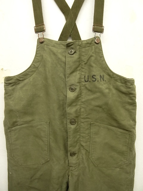 画像: 40'S アメリカ軍 US NAVY デッキトラウザーズ オーバーオール KHAKI (VINTAGE)