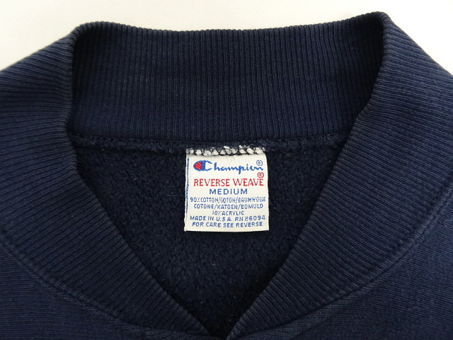 画像: 90'S CHAMPION 刺繍タグ リバースウィーブ スナップボタン カーディガン ネイビー USA製 (VINTAGE)