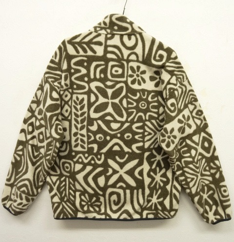 画像: 90'S PATAGONIA スナップT ナチュラル/オリーブ 総柄 カナダ製 (VINTAGE)