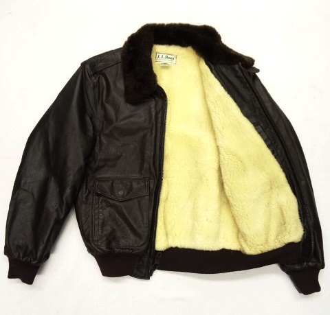 画像: 90'S LL Bean "TYPE G-1" 内側ムートン レザーフライトジャケット USA製 (DEADSTOCK)