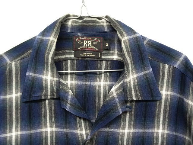 画像: 90'S RRL 初期 三ツ星タグ レーヨン オープンカラーシャツ オンブレチェック (VINTAGE)