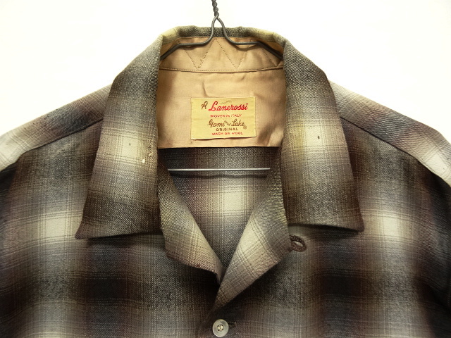 60s vintage ウール オープンカラーシャツ ビンテージ オンブレ-