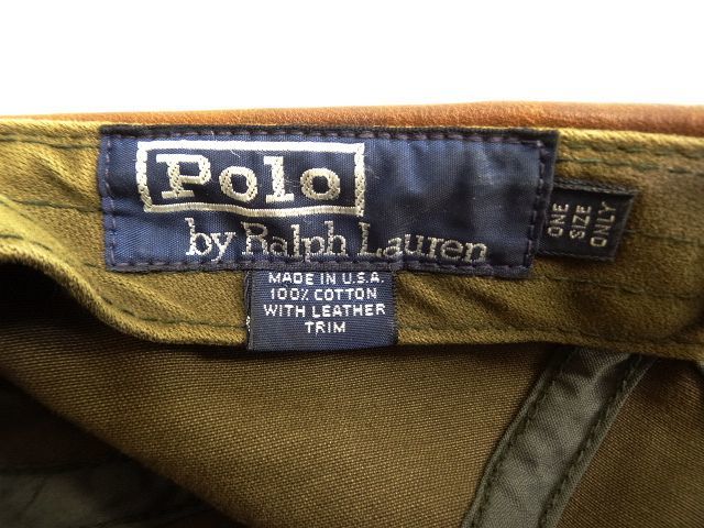 画像: 90'S RALPH LAUREN コットンツイル レザートリムキャップ USA製 (VINTAGE)