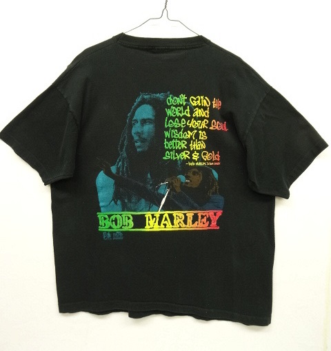 画像: 90'S BOB MARLEY シングルステッチ 半袖 Tシャツ BLACK USA製 (VINTAGE)