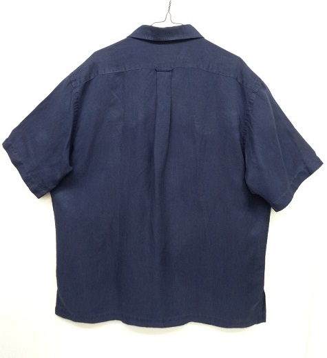 画像: 90'S RALPH LAUREN "CALDWELL" シルク/リネン 半袖 オープンカラーシャツ NAVY (VINTAGE)