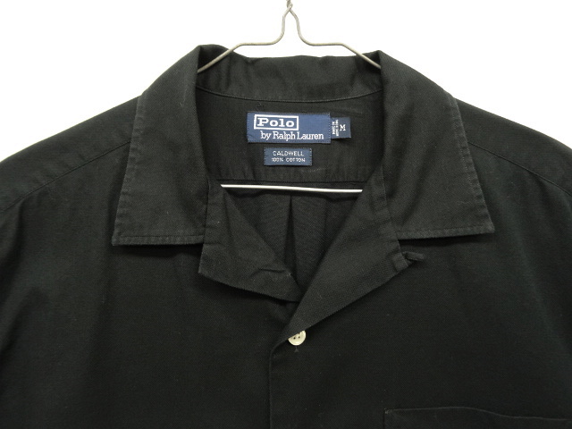 画像: 90'S RALPH LAUREN "CALDWELL" コットン 半袖 オープンカラーシャツ BLACK (VINTAGE)