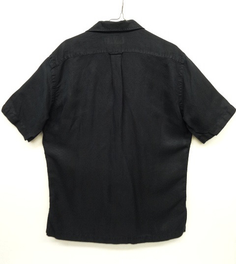 画像: 90'S RALPH LAUREN シルク/リネン 半袖 オープンカラーシャツ ブラック (VINTAGE)