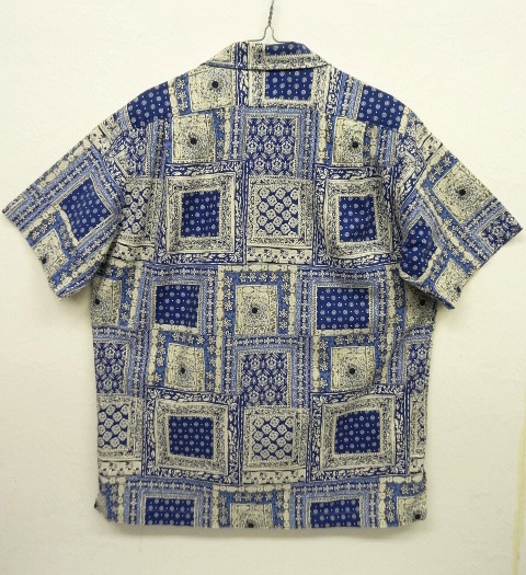 画像: 90'S RALPH LAUREN "CLAYTON" リネン/コットン 半袖 オープンカラーシャツ パッチワーク柄 (DEADSTOCK)