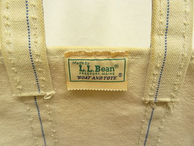 画像: 80'S LL Bean 2色タグ 耳付き キャンバス ロングハンドル トートバッグ ネイビー USA製 (VINTAGE)