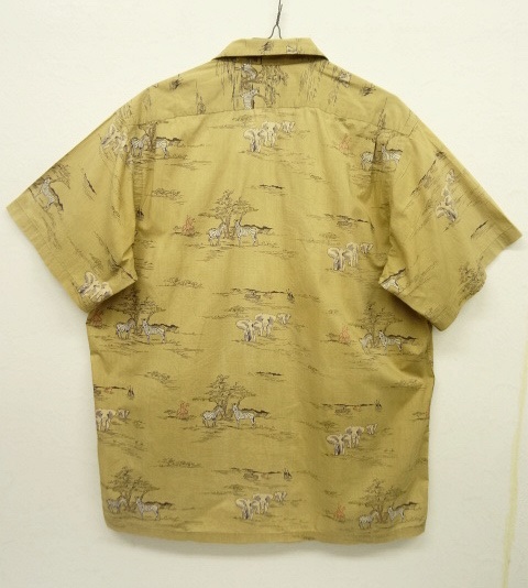 画像: 90'S RALPH LAUREN コットン 半袖 オープンカラー アロハシャツ サファリ柄 (VINTAGE)