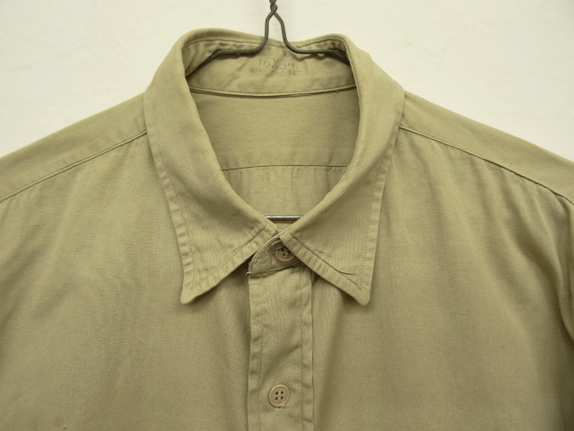 画像: 50'S アメリカ軍 US ARMY "STAND-UP COLLAR" ポプリンシャツ KHAKI (VINTAGE)