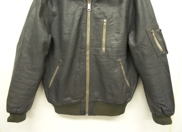 画像: 80'S ドイツ軍 レザー フライトジャケット DK GREY (VINTAGE)