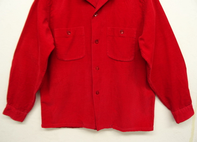 画像: 60'S TOWNCRAFT コーデュロイ オープンカラーシャツ RED (VINTAGE)