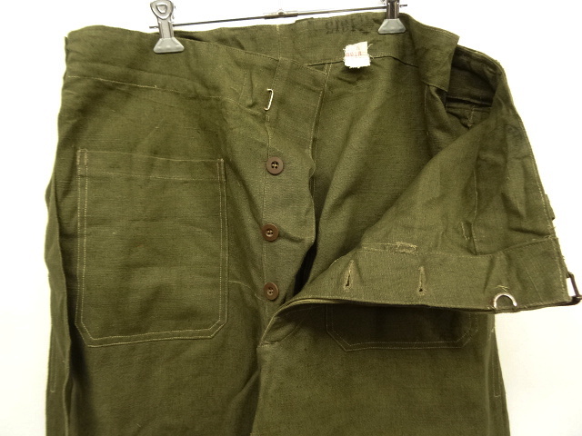 画像: 50'S フランス軍 リネン混 モーターサイクル オーバーパンツ OLIVE (DEADSTOCK)