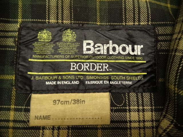 画像: 80'S BARBOUR 2クレスト "BORDER" オイルドジャケット OLIVE イングランド製 (VINTAGE)