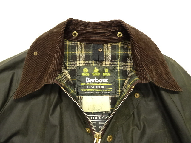 画像: BARBOUR 3クレスト 旧タグ "BEAUFORT" オイルドジャケット OLIVE イングランド製 (VINTAGE)