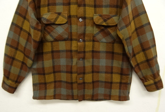 画像: 70'S TOWNCRAFT ウール オープンカラーシャツ チェック柄 (VINTAGE)