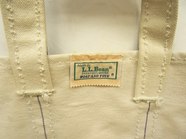 画像: 80'S LL Bean 2色タグ 耳付き キャンバス トートバッグ ネイビー/ホワイト USA製 (VINTAGE)