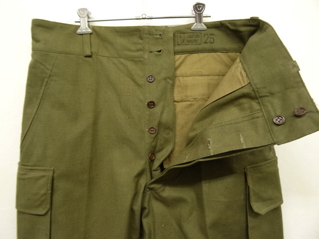 画像: 50'S フランス軍 M47 フィールドパンツ 前期型 KHAKI サイズ25 (DEADSTOCK)